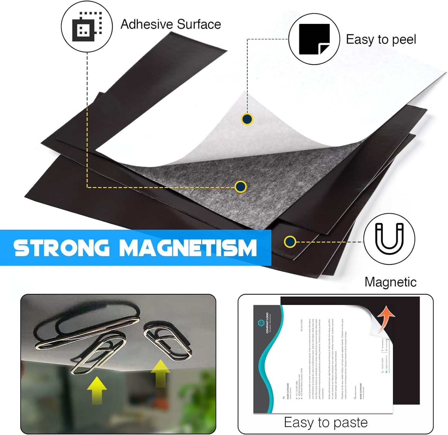 8.5X11 Inches Magnet Sheets for Letter Size (Pack of 24),Peel and Stick Magnetic Sheets with Self-Stick Adhesive,Cuttable, Turn Your Designs Into Magnets Easy