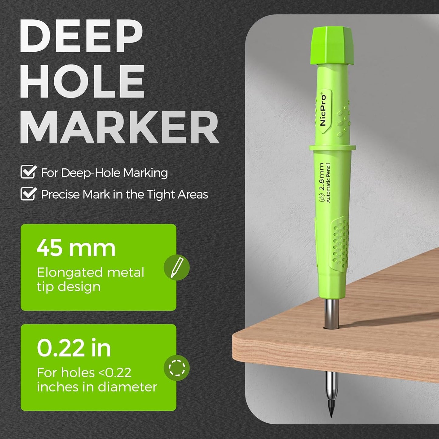 Nicpro 4 Pack CP3000 Carpenter Pencil with Sharpener, Mechanical Pencils Set with 76 Refills, Heavy Duty Construction Pencil, Carpenter Tools for Architect Marking (Red, Black, Yellow, Green)