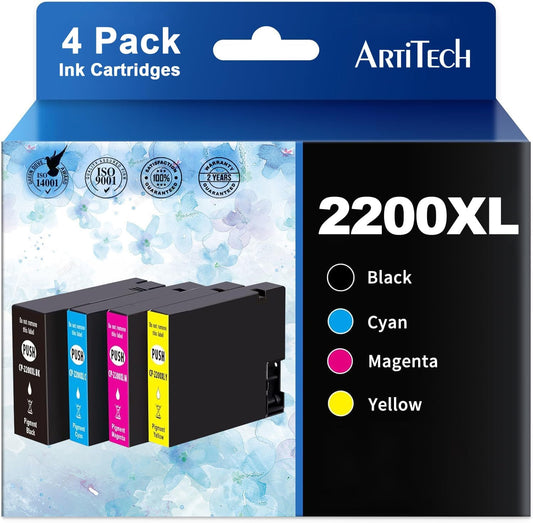 2200XL PGI-2200XL Compatible Ink Cartridges Replacement for Canon PGI-2200XL Work for Maxify MB5420 MB5120 MB5320 MB5020 iB4120 iB4020 Printers (Black, Magenta, Yellow and Cyan, 4-Pack)