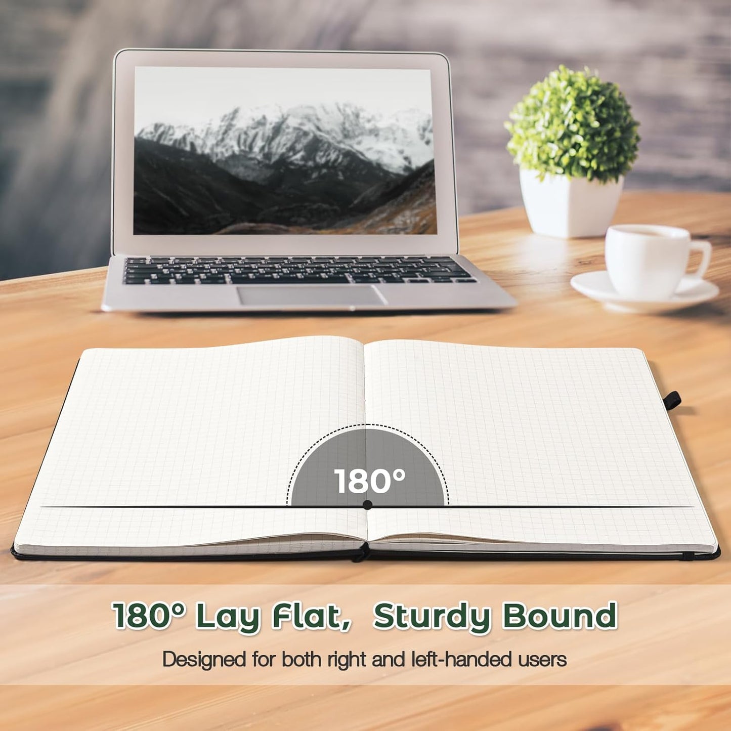 Graph Paper Notebook, Hardcover Notebook 8.5 x 11, Grid Notebook Journal for Women, Men, Large Leather Journals for Writing, Thick Paper, A4 Notebooks for Work, School Supplies, Engineering Green