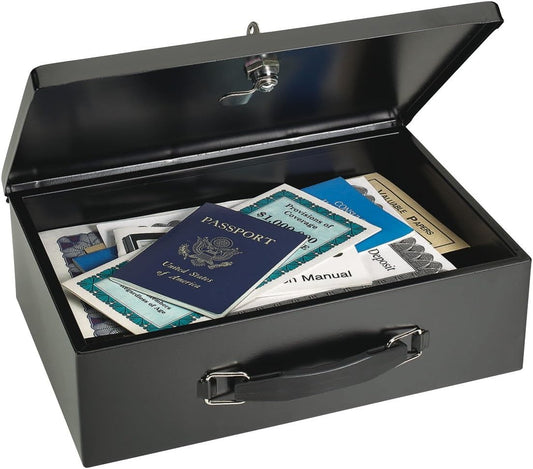 MMF Industries STEELMASTER Fire-Retardant Steel Security Chest with Key Lock | Black | Includes 2 Keys | Durable Steel & Double Insulated Walls | Lab Tested Fireproof Security Box