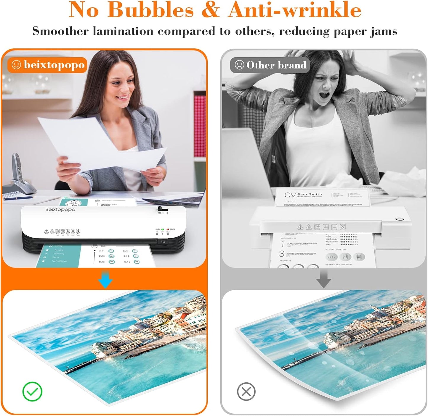 Laminator Machine, 9 Inch Thermal Laminater, Beixtopopo A4/A5/A6 Personal Laminator Machine with Laminating Sheets, 6 in 1 Heating Laminate Machine for Home School Office, Silent