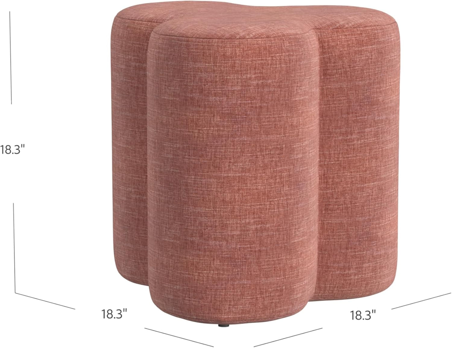 HomePop Upholstered Clover Shaped Ottoman Home Décor|Foot Rest Ottoman - Pink Chenille