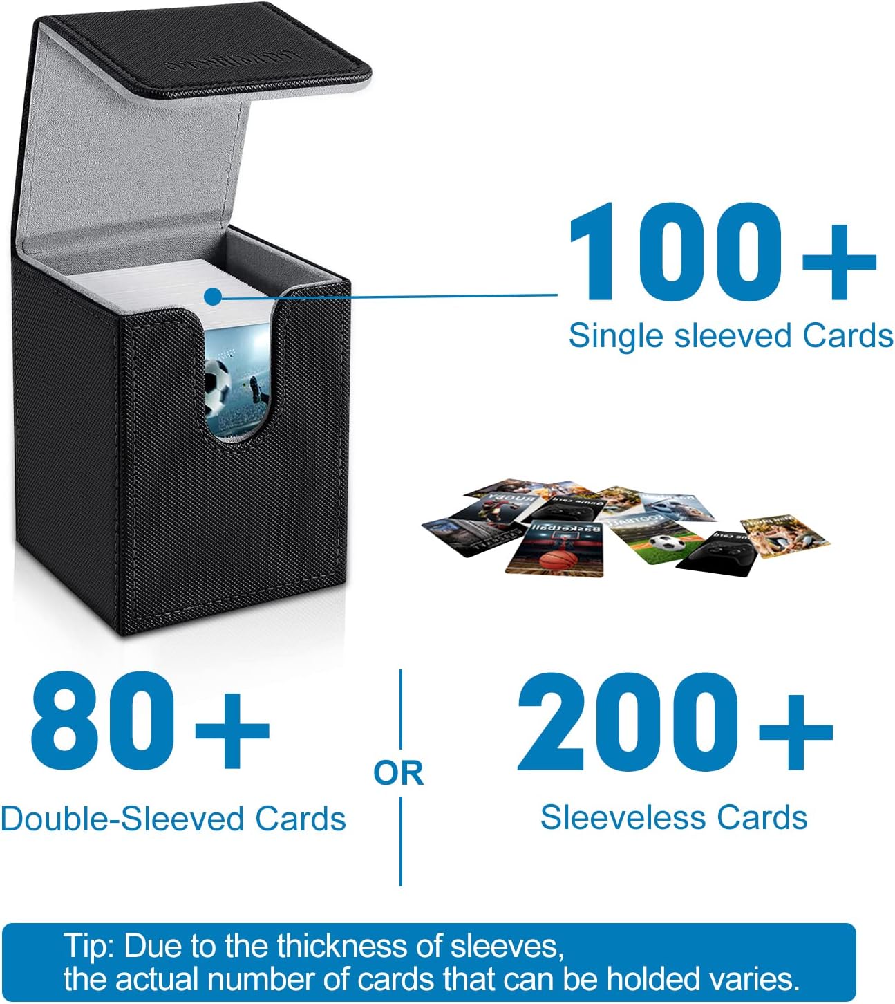 Mlikero 4 Pack Card Deck Box, Commander Deck Box Holds 400+ Single Sleeved Cards with 4 Dividers, Leather Magnetic Card Box Fit for MTG, TCG