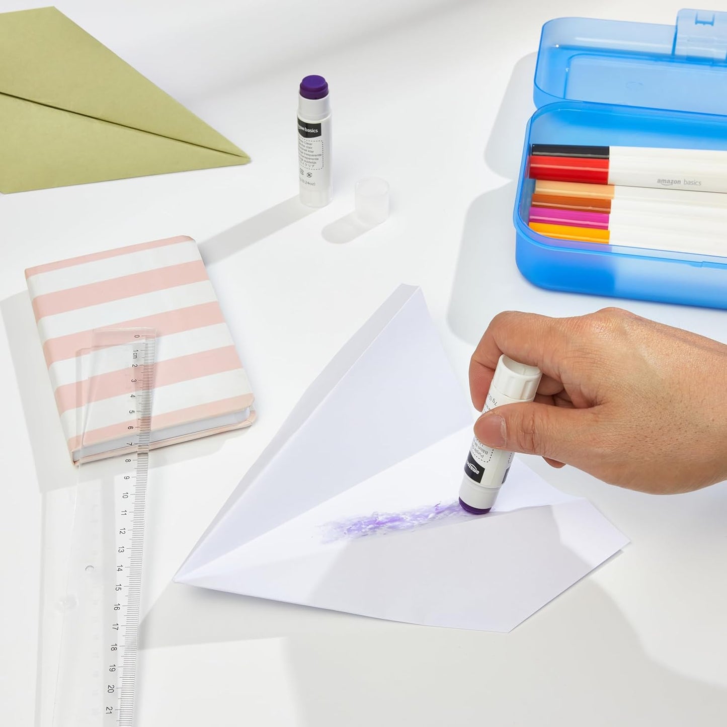 Amazon Basics Purple Washable School Glue Sticks, Dries Clear, 0.21-oz Stick, 2-Pack