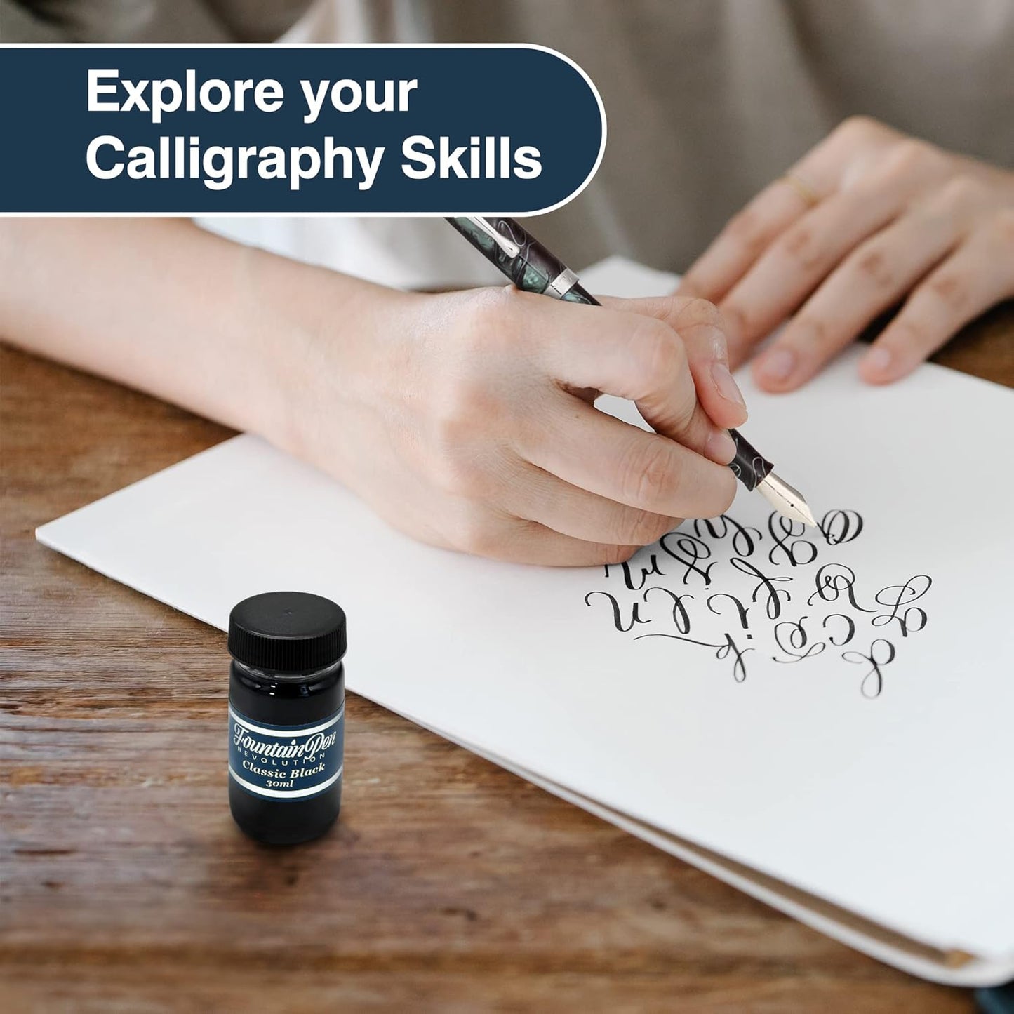 FPR Classic Black Fountain Pen Ink - 30 ml Saturated Black Ink Bottle for Smooth, Effortless Writing - Professional/Daily Use Refill Ink for Fountain Pens - Premium Stationery Supplies