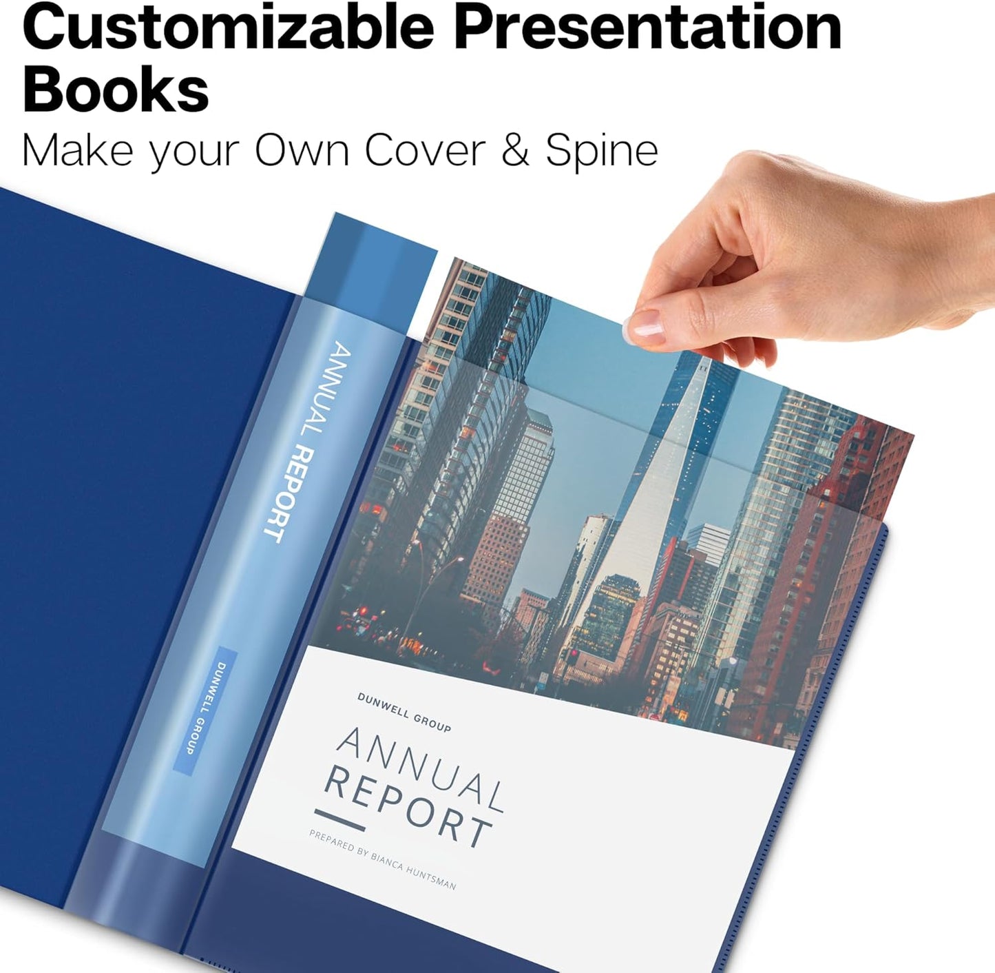 Dunwell Presentation Binder 24-Pocket, Displays 48 Pages, 8.5x11 Portfolio Binder with Plastic Sleeves, Storage and Organizer for Documents, Certificates, Projects, Photos (Blue)