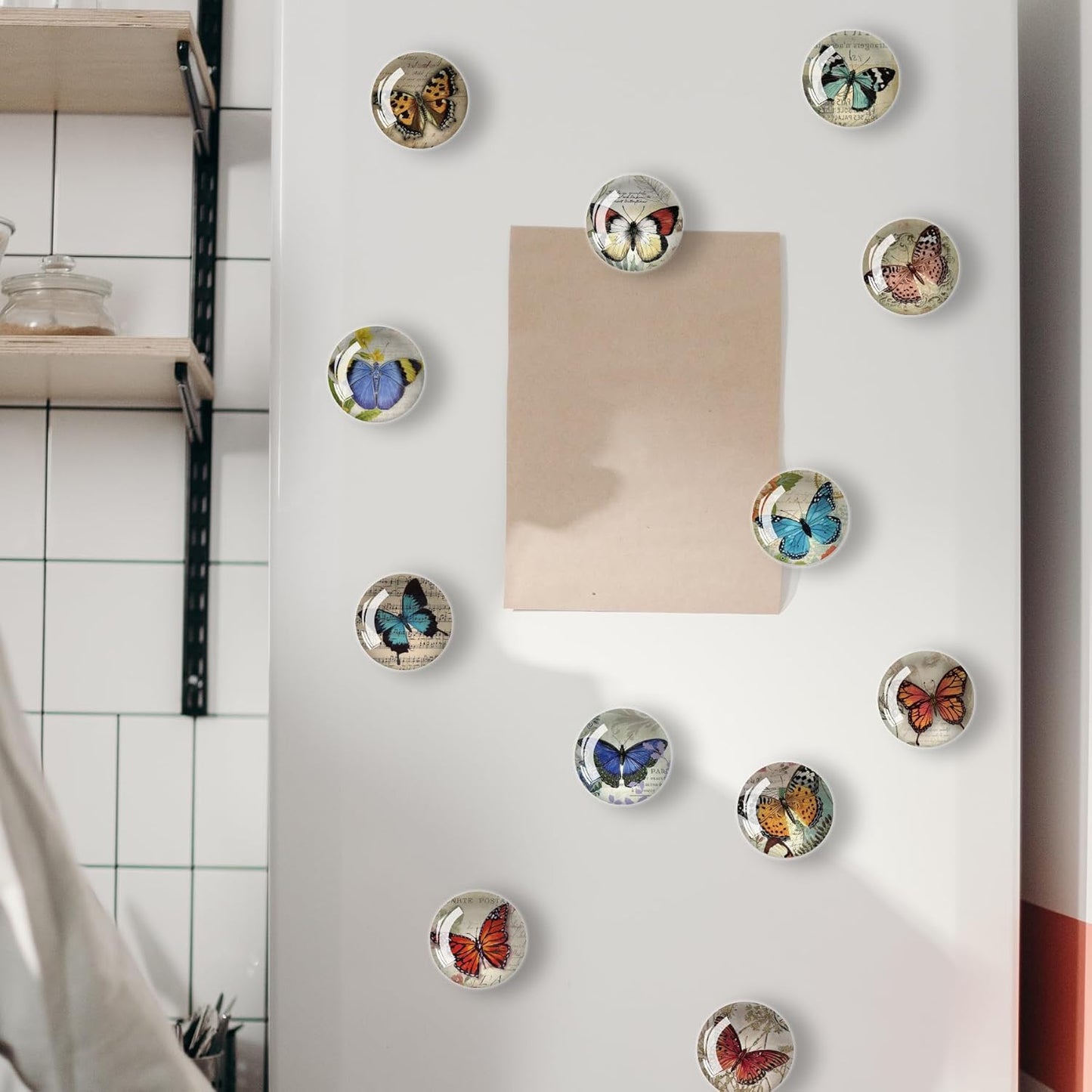 12Pcs Glass Refrigerator Magnet Fridge Sticker,Butterfly Fridge Magnets Decoration for Crafts,Strong Fridge Magnets for Kitchen, School,Office Whiteboard, Cabinet and Dishwasher