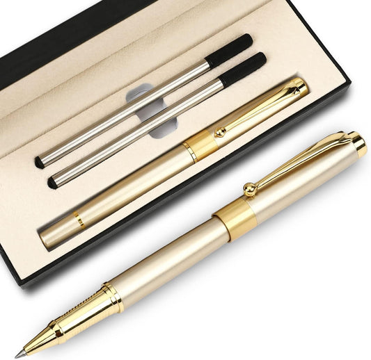 YIVONKA Ballpoint Pen Black Refill,Luxury Ballpoint Line width 0.5mm,Best Ball Pen Gift Set for Men & Women Professional Executive,Office,Nice BallPens Classy Gift Box (Gold)