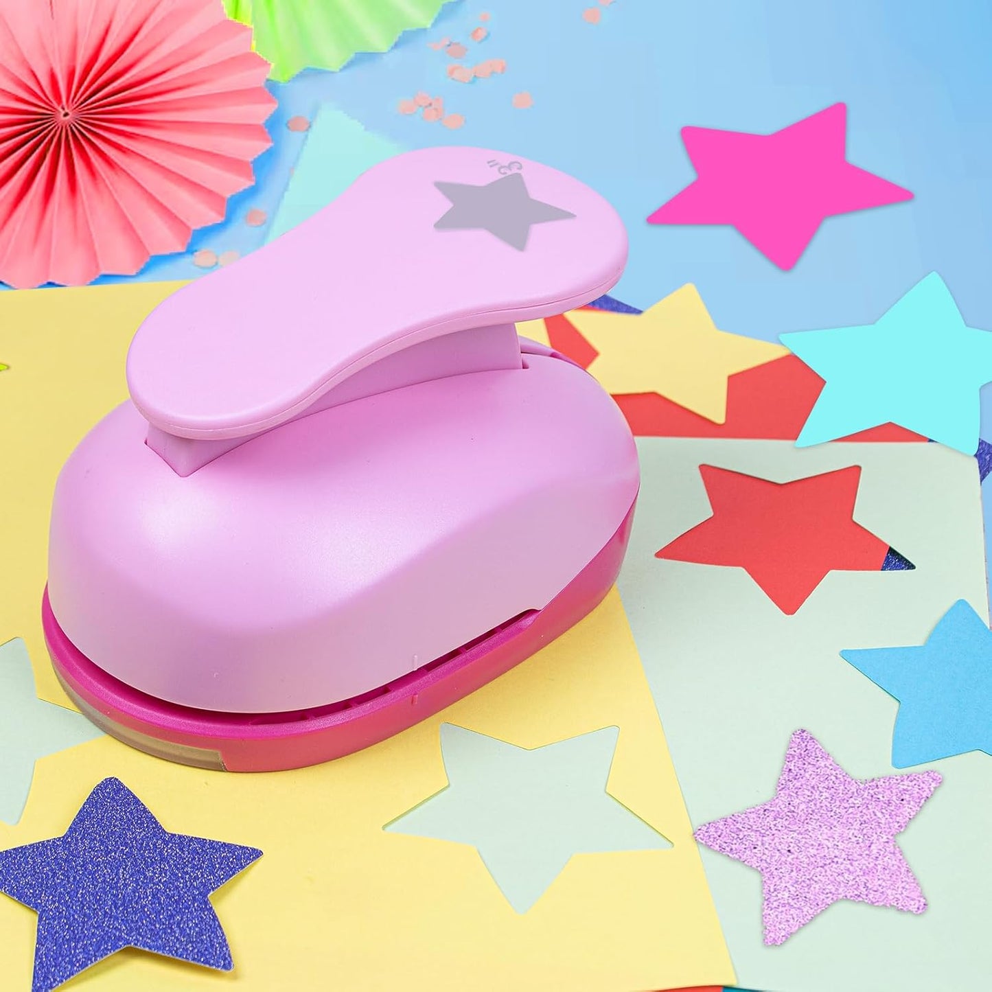 3 Inch Star Punch, Craft Hole Paper Punches, DIY Handmade Paper Puncher for Cardstock, Gift Wrapping, Greeting Cards and Scrapbook, Star Shape Lever Action Craft Punch