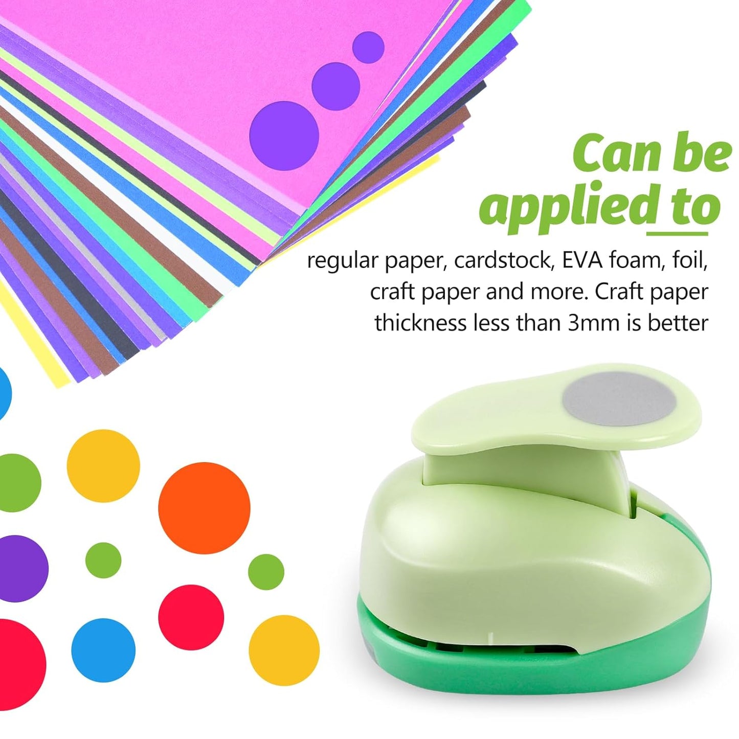 UCEC Circle Cutter, 3 Pcs Circle Puncher, 1 3/8 5/8 Inch Craft Hole Punch with 30 Pcs Colorful Paper, Hole Puncher Paper Cutter for Crafting Card, Making Scrapbook Craft, DIY Office Supplies