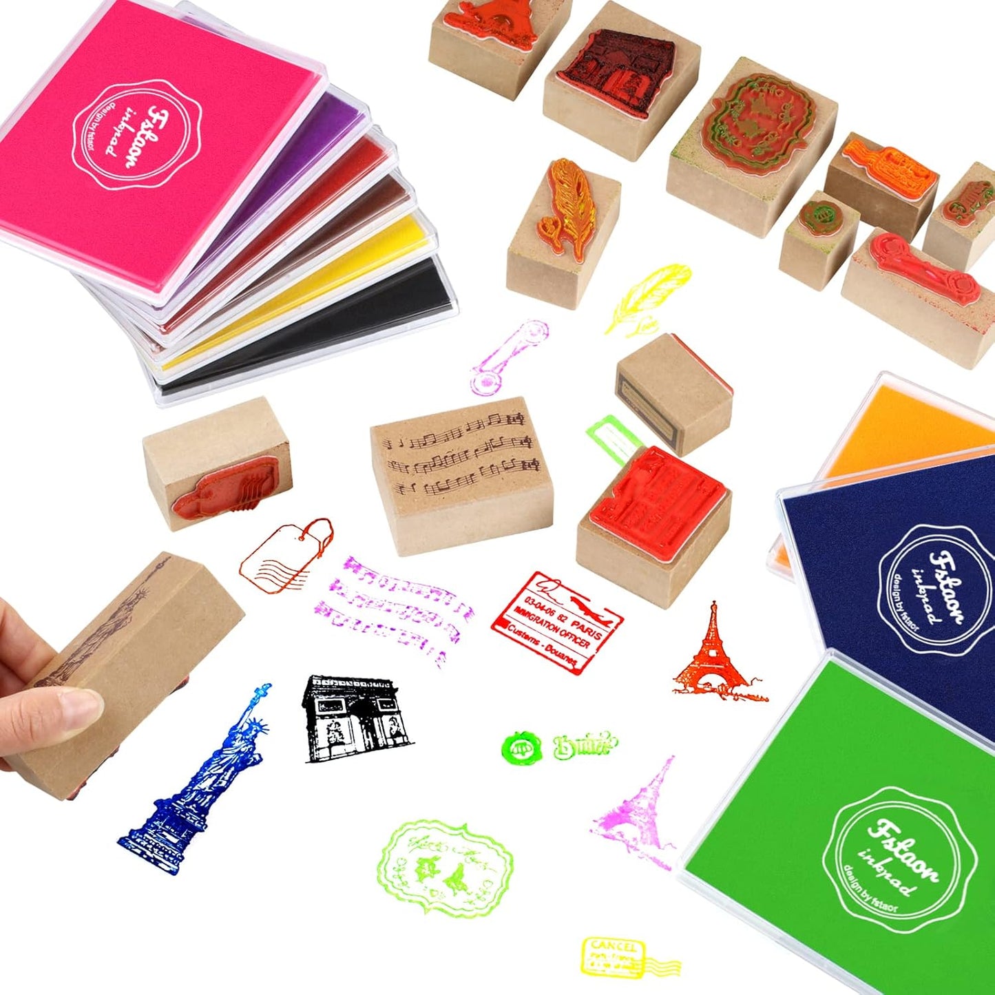 Fstaor Large Brown Permanent Ink Pad for Rubber Stamps, 5x4 inch Stamp Pads for Kids Paper Wood Fabric