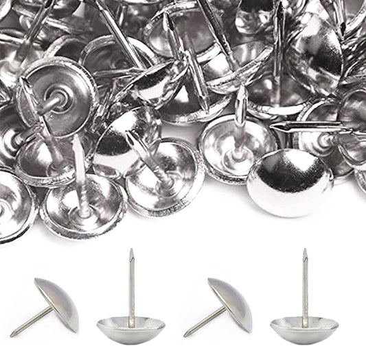 500Pcs Upholstery Tacks, BetterJonny Decorative Furniture Nails Pins Sliver Metal Thumb Tacks for Upholstered Furniture Cork Board, Home Decor(17X11MM)