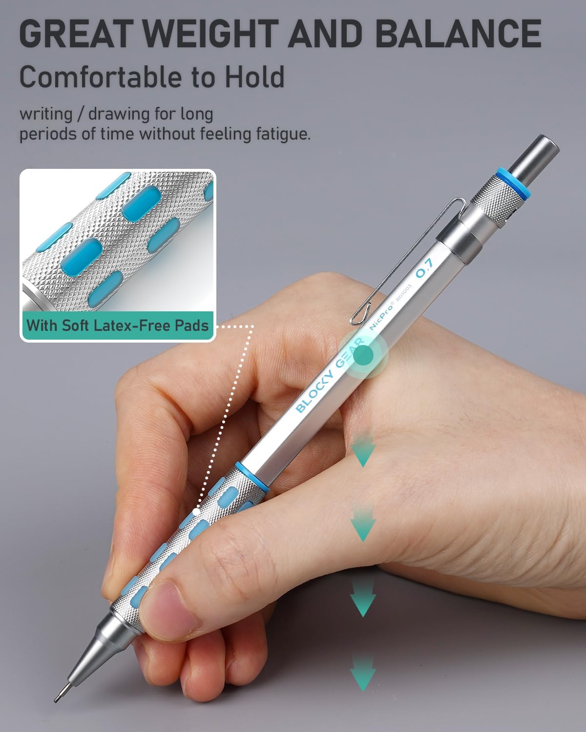 Nicpro Blocky Gear Art Mechanical Pencil Set with Case, 36PCS Metal Mechanical Pencils 0.5, 0.7, 0.9mm & 2mm Lead Holder for Drawing Sketching with 20 Tubes (6B 4B 2B HB 2H 4H Colors) Lead Refills