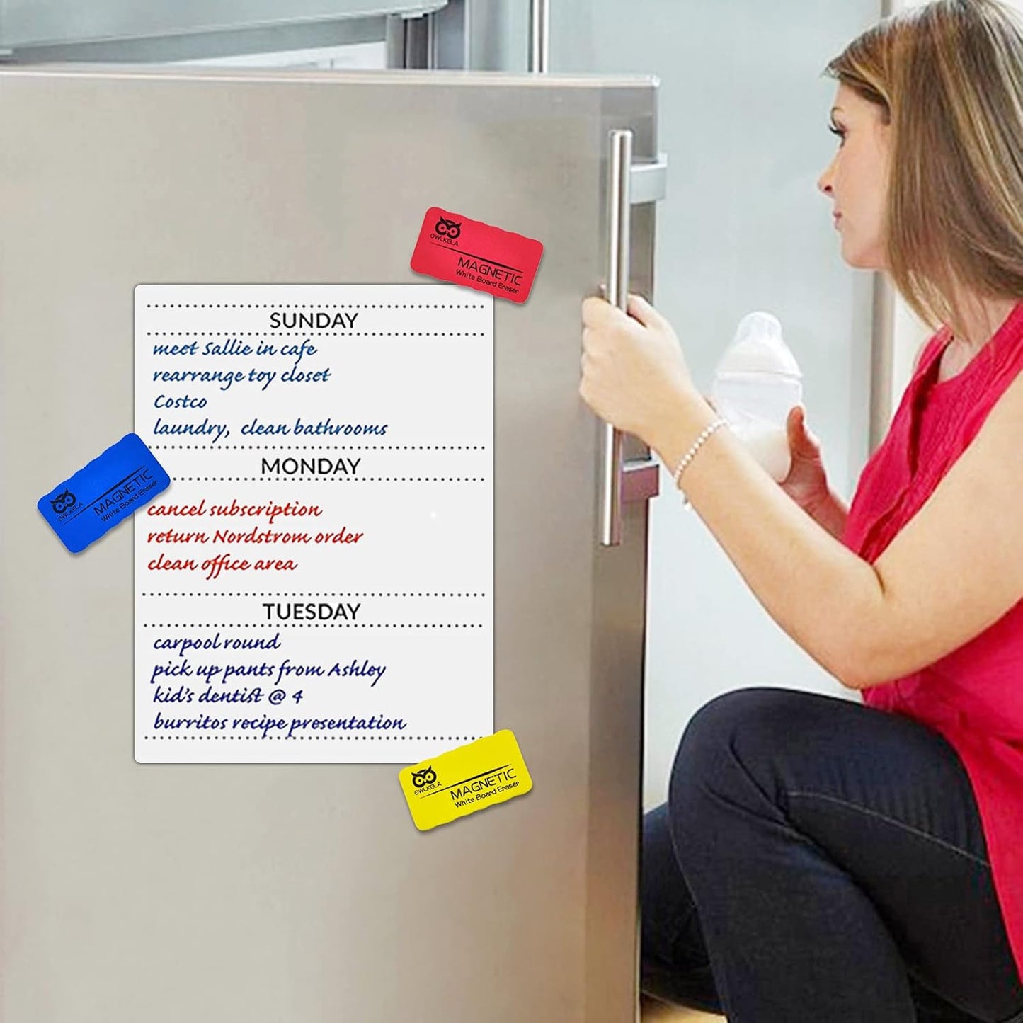 OWLKELA Magnetic Whiteboard Eraser, Dry Eraser Board Erasers, Dry Eraser for White Board, for Classroom, 4 Pack, Perfect for Home, College and Office Use