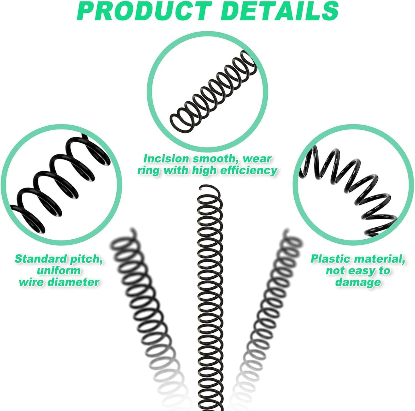 Leinuosen 120 Pack Plastic Spiral Binding Coils Kit Spirals Multi Size Coils for Binding Binder Combs Spines(3/8 Inch,Black)