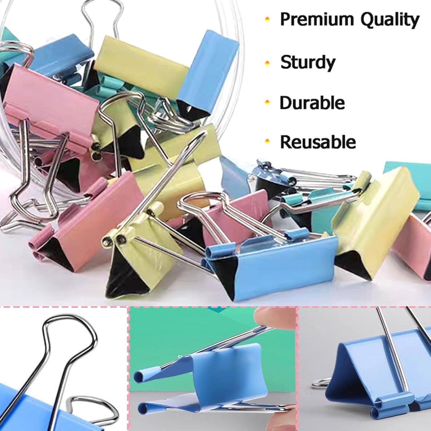 Extra Large Binder Clips 2 Inch (48 Pack), Colored Big Paper Clamps with Box Giant Binder Clips for Office and Home Supplies