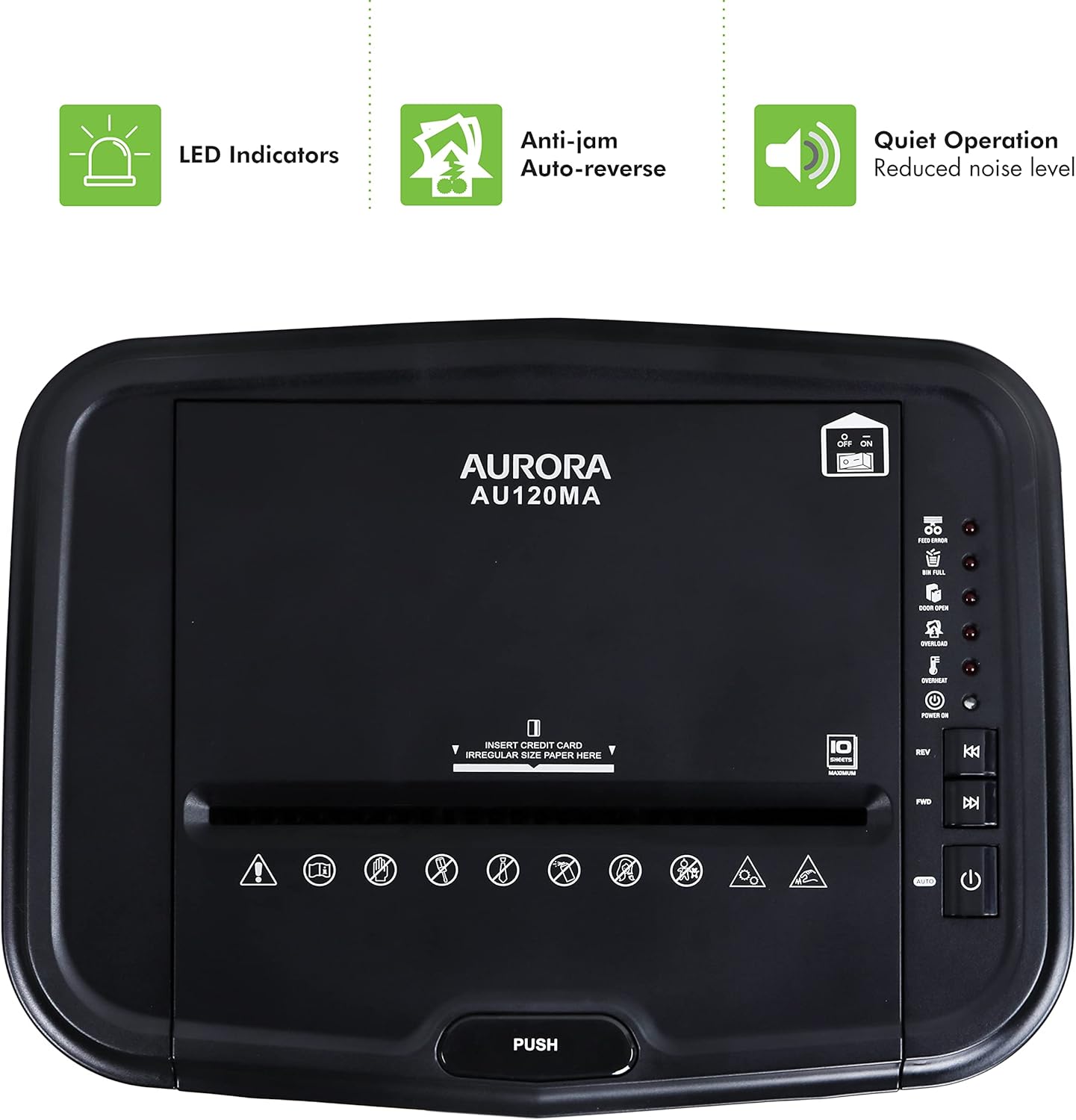 Aurora AU120MA 120-Sheet Auto Feed High Security Micro-Cut Paper Shredder / 30 Minutes (Black)