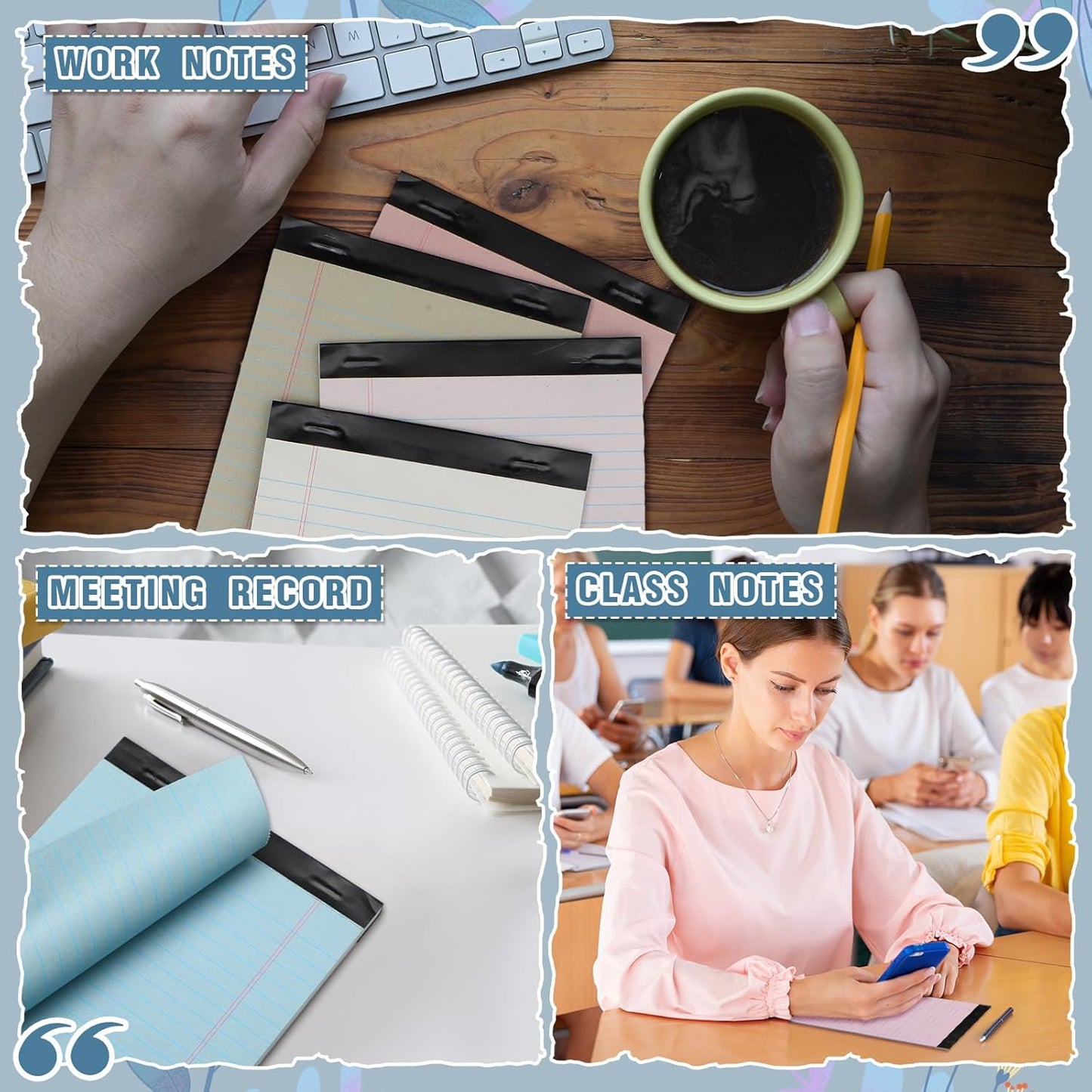 Lincia 12 Pcs 12 Pcs 5" x 8" Small Legal Pads Colored Lined Note Pads Narrow Ruled Writing Notepads 50 Sheets Per Micro Paper Notebook Lined and Perforated for College Office Supplies (Dreamy Colors)