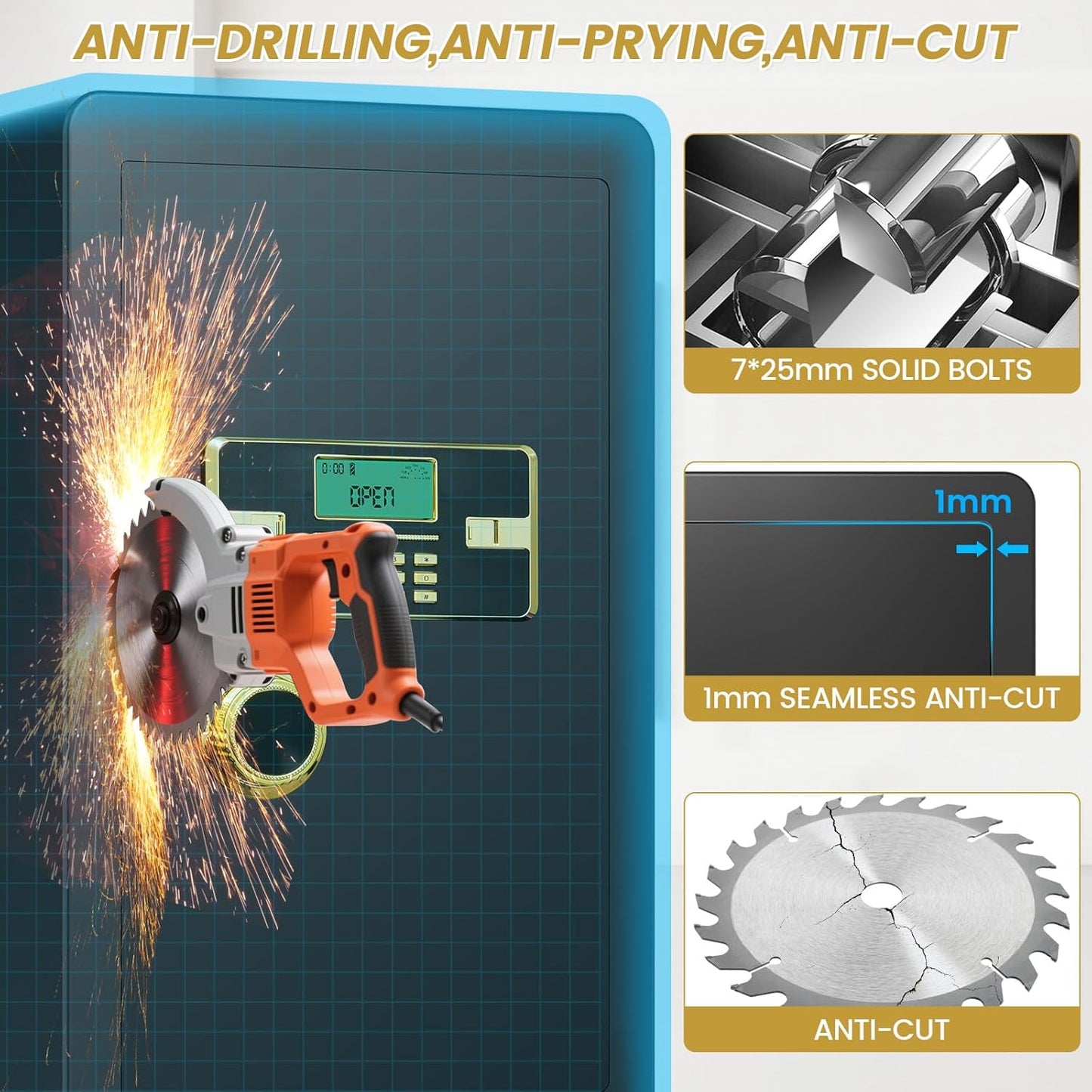 5.0 Cuft Fireproof Safe for Home, Home Safes Water and Fireproof, Safe Box with Digital Combination Lock, Fire and Water Proof Bag, Removable Shelf, Smart Alert, Fire Proof Safes for Money, Valuables