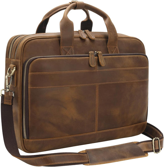 Jack&Chris Leather Briefcase for Men,Business Travel Laptop Messenger Bags