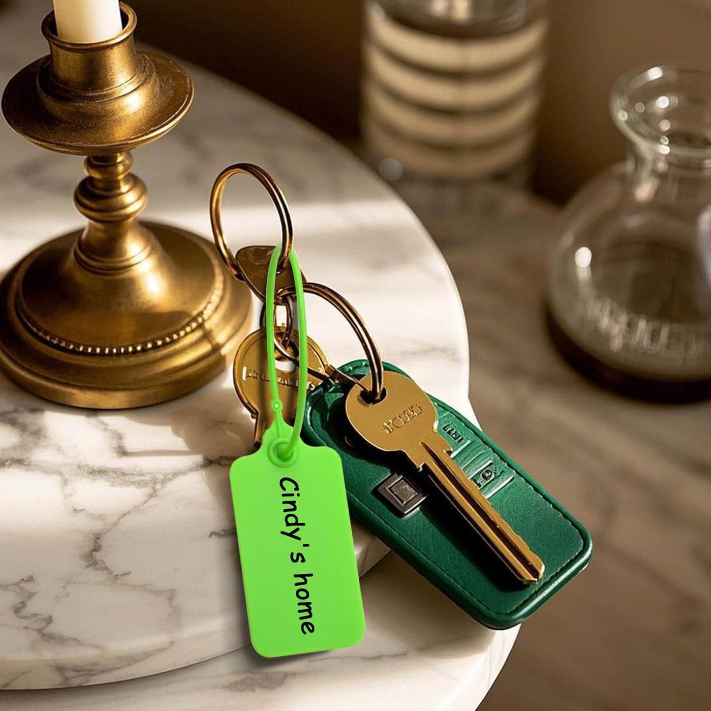 50 Yellow Blank Plastic Tags for Labeling Waterproof Hanging Labels Writable Tags Seal Plastic Marking Label for Clothes Bags Keys Inventory with One Marker Pen