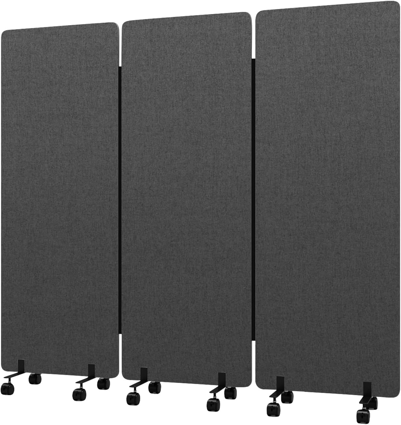 Soundproof Room Divider with Wheels, 66in Office Dividers for Sound Proofing & Reducing, 3 Panel Sound Proof Dividers for Office Partitions Portable Temporary Wall Acoustic Wall Divider，Dark Grey