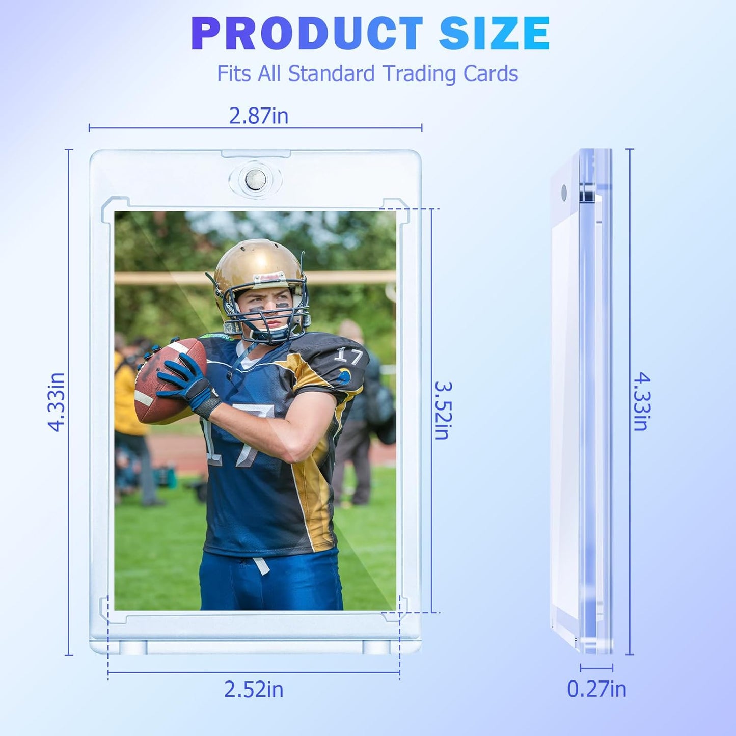 100ct Magnetic Card Holder for Trading Cards, 35 PT One Touch Card Sleeves, Hard Plastic Card Protectors Top Loaders Display Case for Baseball, Football, Sports, Game, TCG, MTG, YUGIOH