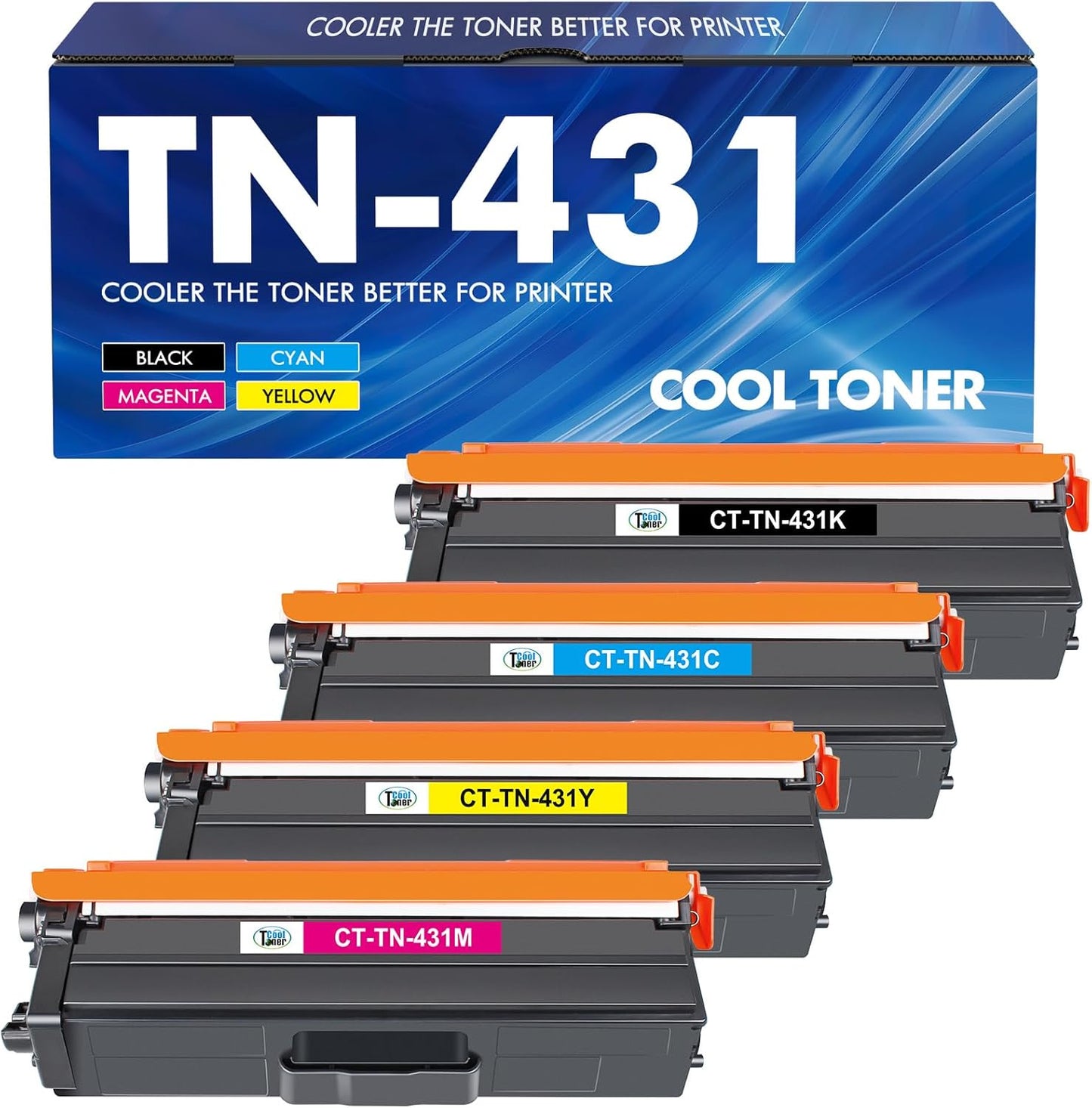 TN-431 TN431 Toner Cartridge Replacement for Brother TN431 TN 431 TN-431 TN431BK TN431C TN431M TN431Y for Brother MFCL8900CDW HLL8360CDW HLL8260CDW MFCL8610CDW HLL8360CDWT Printer Ink (BCYM, 4 Pack)