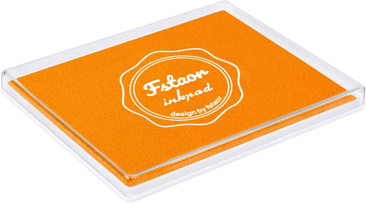 Fstaor Permanent Large Orange Ink Pad for Rubber Stamps, 5x4 inch Stamp Pads for Kids Paper Wood Fabric (Orange)
