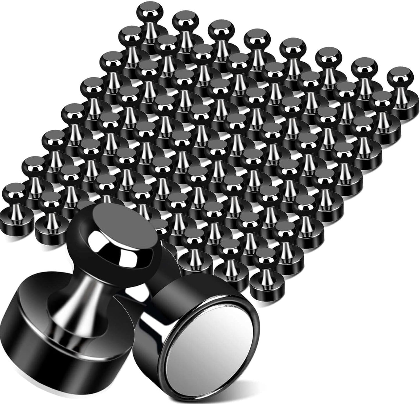 65Pcs Black Magnetic Push Pins, Fridge Magnets for Whiteboard, Small and Strong Push Pin Magnet s for Classroom, Magnetic Decorative, Office, Dry Erase and Map Magnets
