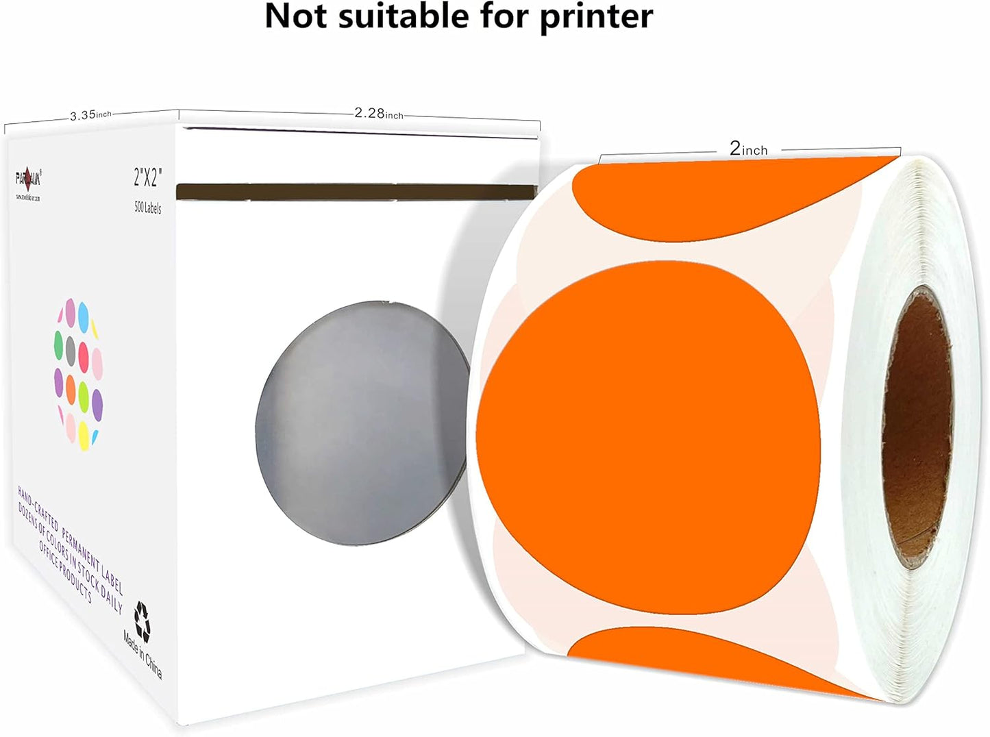 PARLAIM 2" Orange Round Color-Code Circle Dot Labels on a Roll, 500 Stickers, 2 inch Diameter for Inventory Garage Sale Office School
