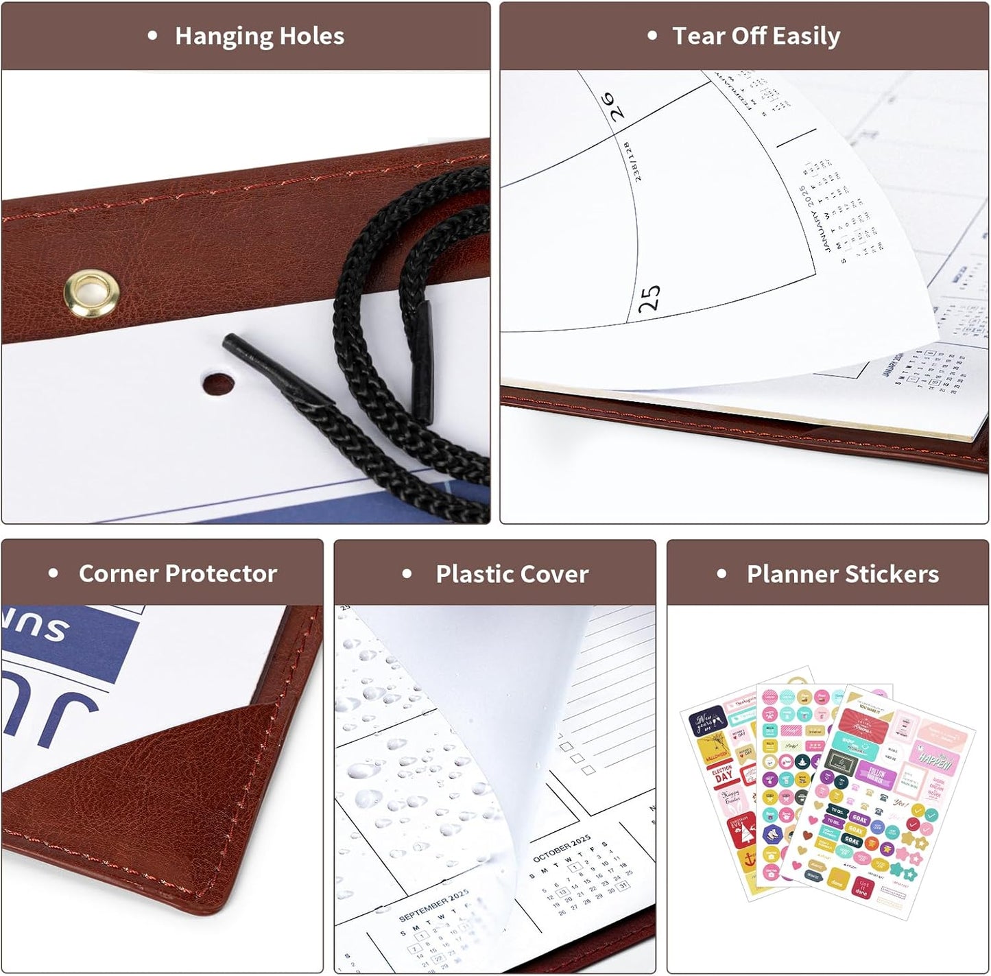 Ospelelf Desk Calendar 2025-2026 Large Wall Calendar with Plastic Cover 22"x17" Planner Pad Runs from January 2025 to June 2026 Brown