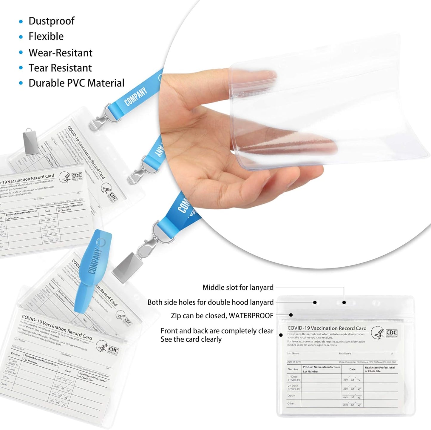 4x3 Inches Horizontal Badge Holder, Clear ID Card Holder with Waterproof Resealable Zip Type Protector, Badge Sleeve Fits Name Tag Holder/RFID/Proximity/Credit Card(Holders,50PCS)