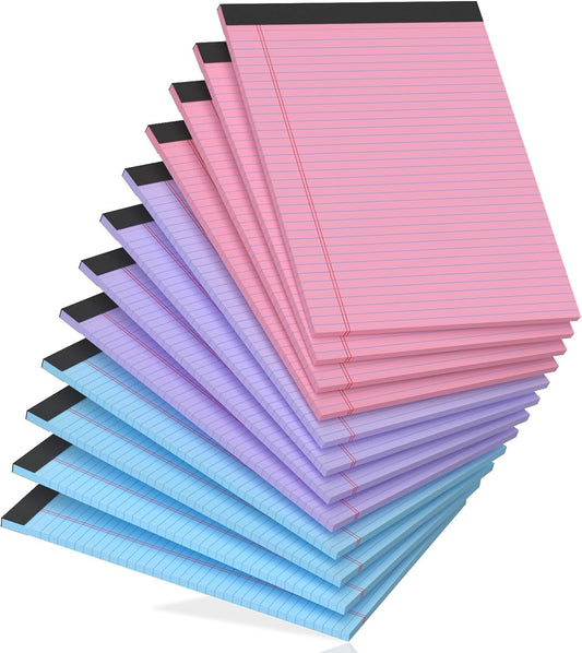 12 Pack Legal Pads 8.5 x 11 College Ruled, Lined Paper Pads 8.5 x 11, Colored Legal Pads, 30 Sheets Per Writing Pads, Perforated Note Pads with Sturdy Backing, Notepads for School, Office, Home