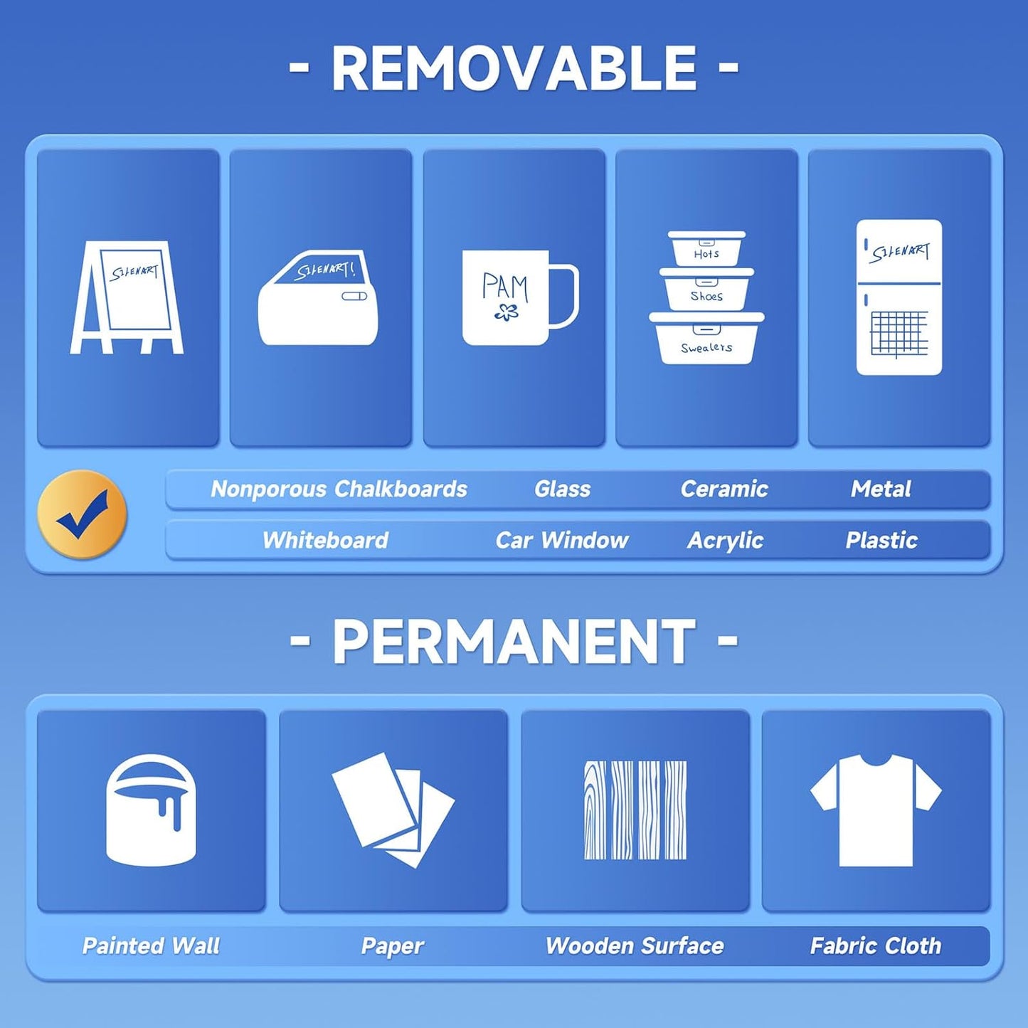 SILENART Blue Chalk Markers Jumbo Tip - 15mm Thick Tip Car Marker - Wide Window Chalk Pen for Chalkboard, Window, Glass, Mirror, Blackboard