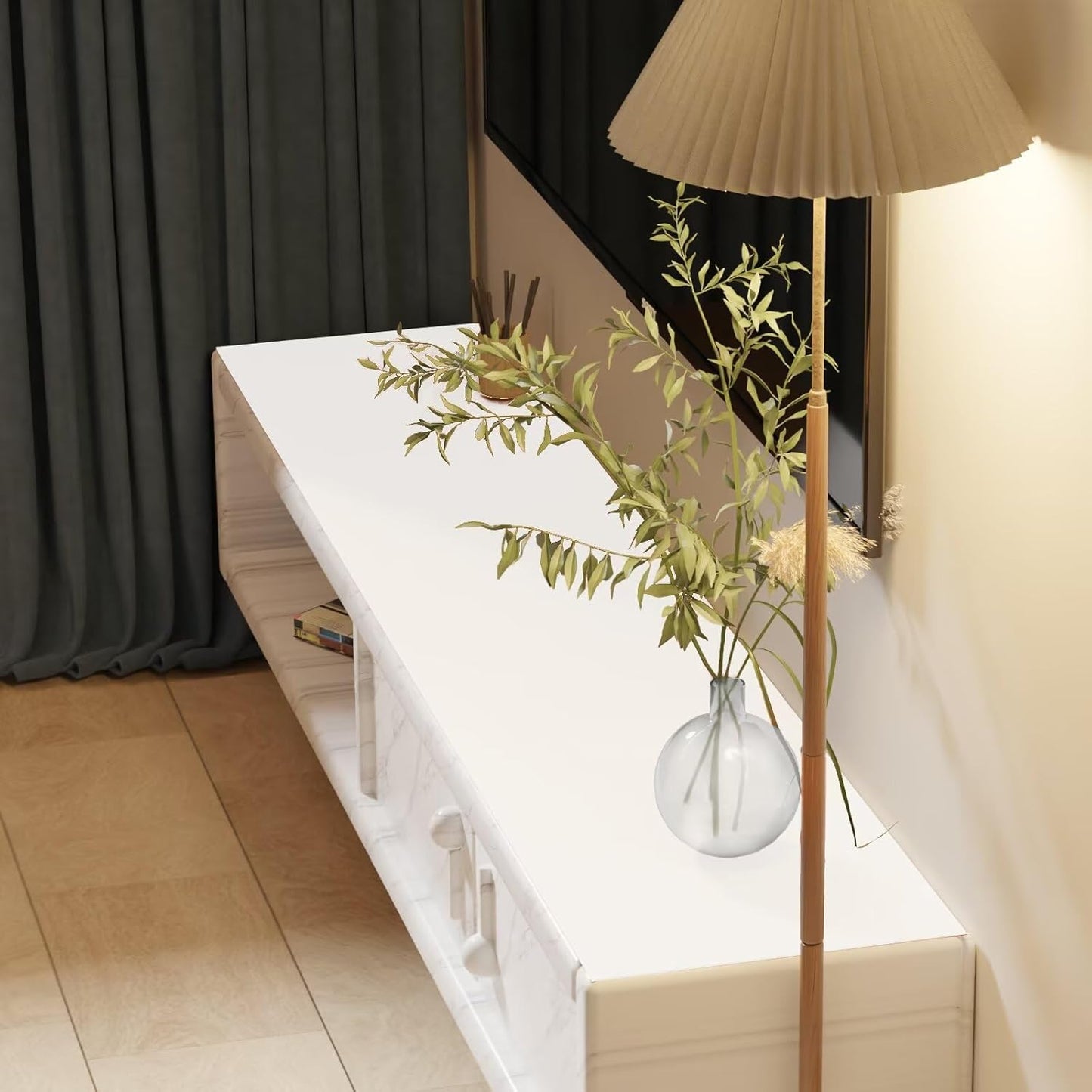 Leather Table Cover,1.8mm Thick,12x90 Inch Desk Cover,Dresser Cover Top,Dresser Protector Top,Dresser Cover,End Table Cover.(White+White,12x90)