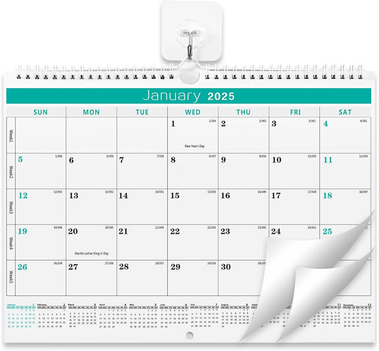 Wall Calendar -Calendar 2025-2026 from Jan. 2025 to Jun. 2026,18 Months Calendar,13.7"×11"Thick Paper with festival Dates and Ruled Blocks for Home or Office New Year and Christmas Gifts