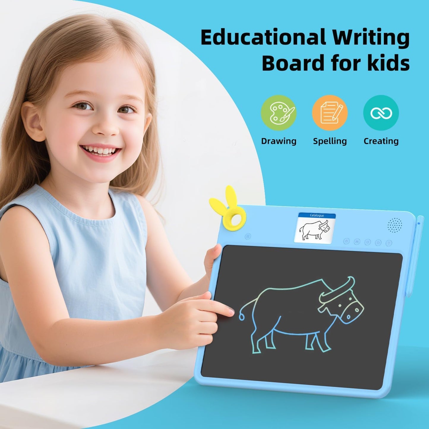 LCD Writing Tablet for Kids – 13.5'' Drawing Pad with 2.8'' Color Screen, Includes Traceable Drawings & Rich Content, Educational Writing Tablet for Kids Ages 3,4,5,6, Gifts for Boys & Girls