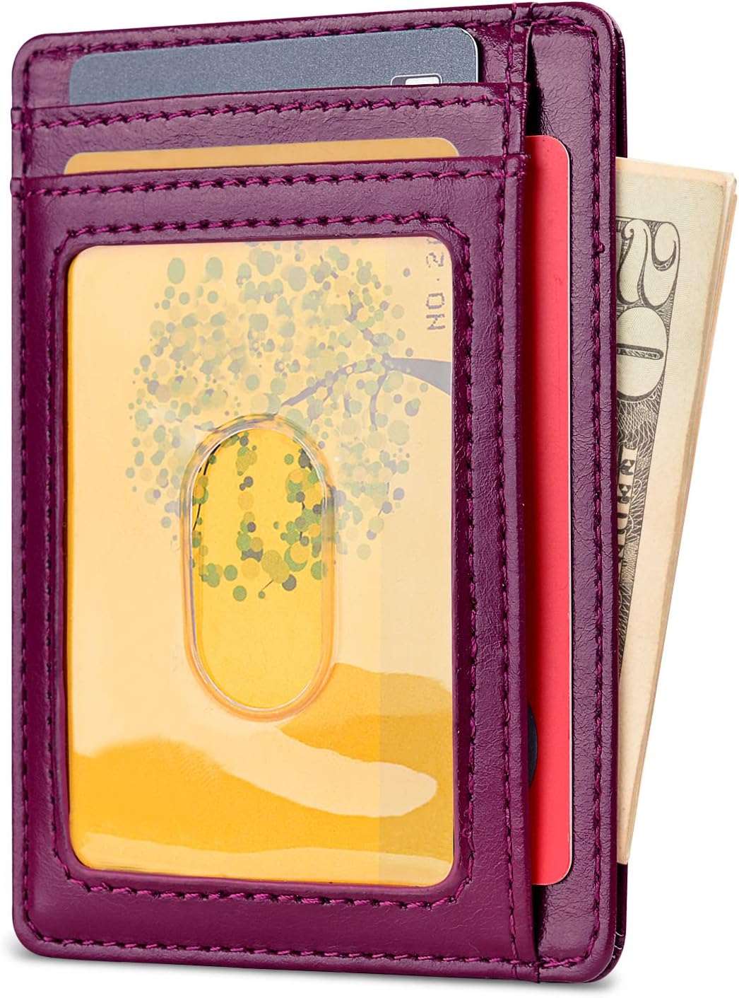 Buffway Slim Minimalist Front Pocket RFID Blocking Leather Wallets for Men and Women - Alaska Purple