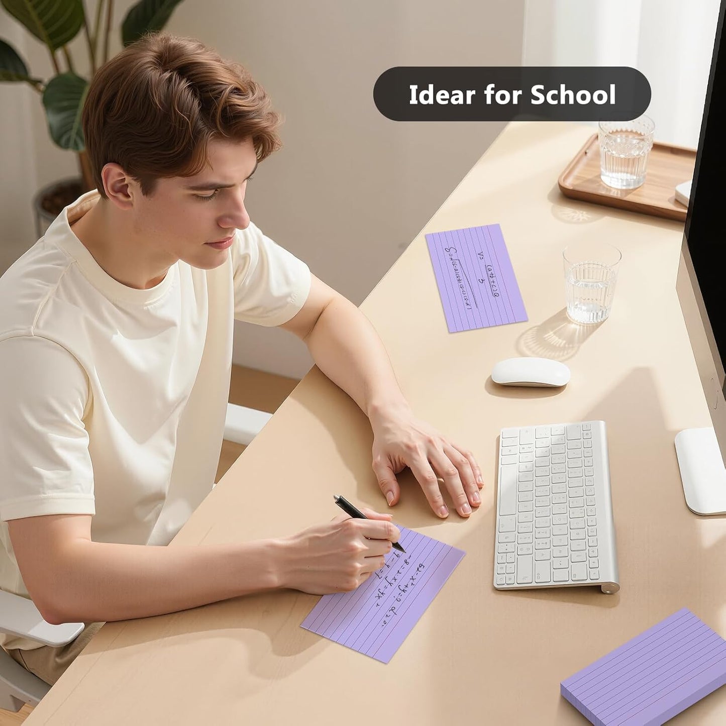 250 Count Index Cards 3 x 5 Inch, Heavyweight Purple Lined Note Cards Portable Ruled Flash Cards Perfect for Studying and Organizing, Note Taking Study Flashcards for Home, School and Office