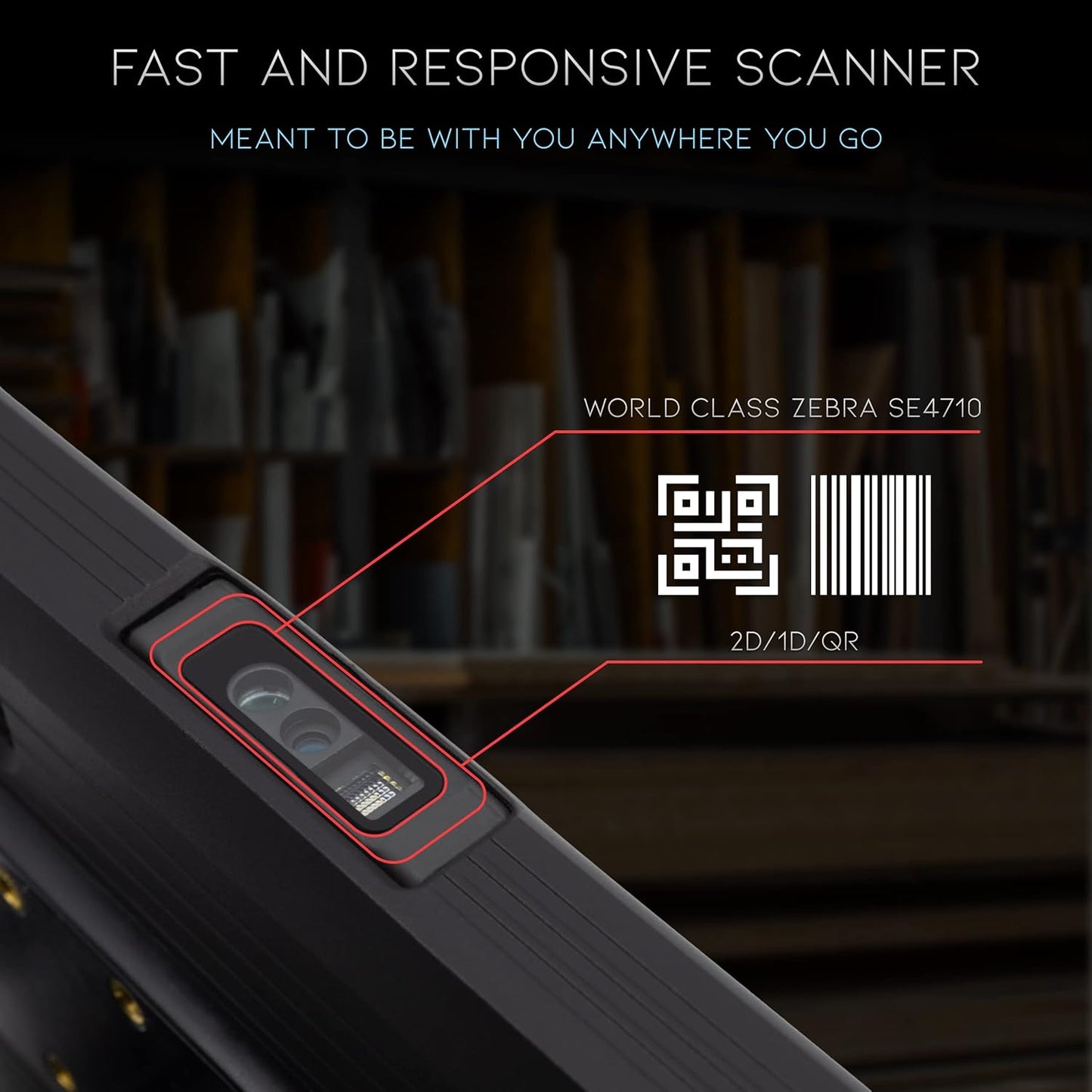 Heavy Duty Android Tablet with Integrated Barcode Scanner, 2D/1D/QR Zebra SE4710 Reader, Android 9, WiFi/GPS/Bluetooth, 8000mAH All-Day Battery (Tablet + Protective Case)