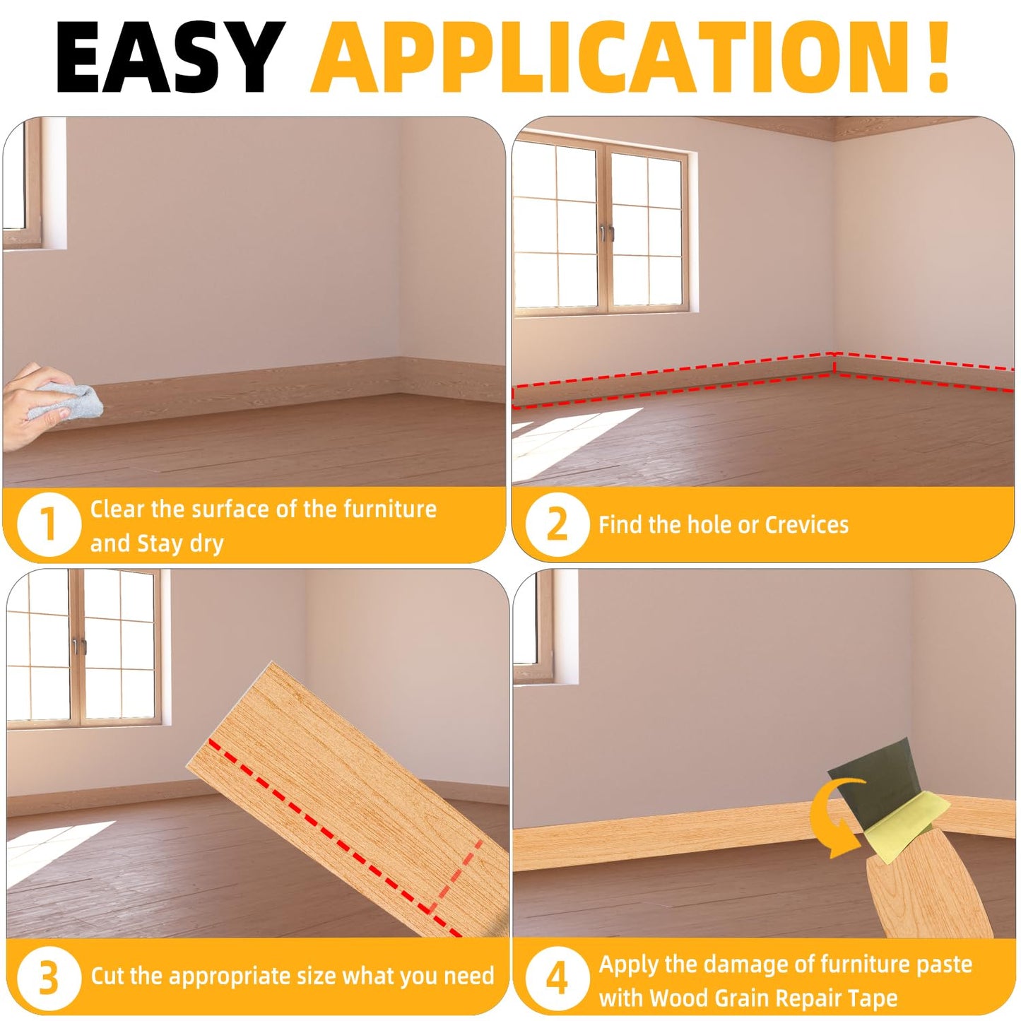 GSCIT Club Wood Grain Repair Tape, 2.4 inch X 25ft Self Adhesive Maple Grain Repair Patch for Tables, Chairs, Baseboards, Doors, Windows, Floors, Handicraft DIY.