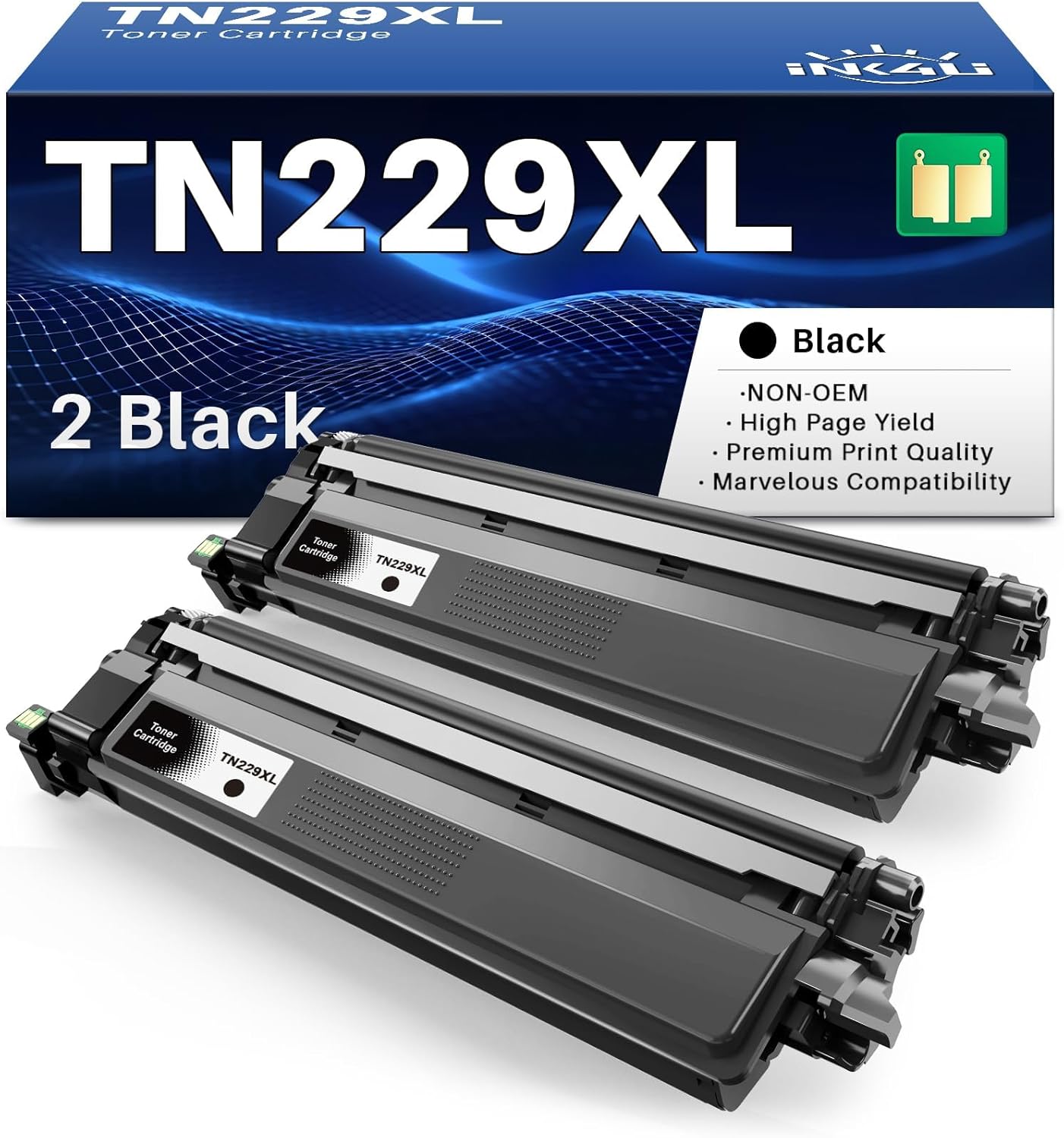 TN229XL Black Toner Cartridges, Compatible Replacement for Brother TN229XL TN229 Black TN229XLBK TN229BK to Use with MFC-L3780CDW HL-L3280CDW MFC-L3720CDW HL-L3220CDW HL-L3300CDW Printer (2 Pack)