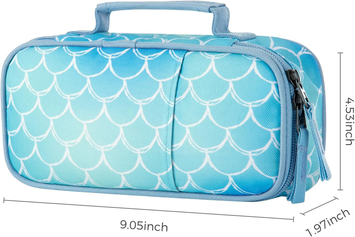 Choco Mocha Mermaid Pencil Case for Girls, Soft Pencil Case Kids Pencils Pouch for Kindergarten Girls, Blue