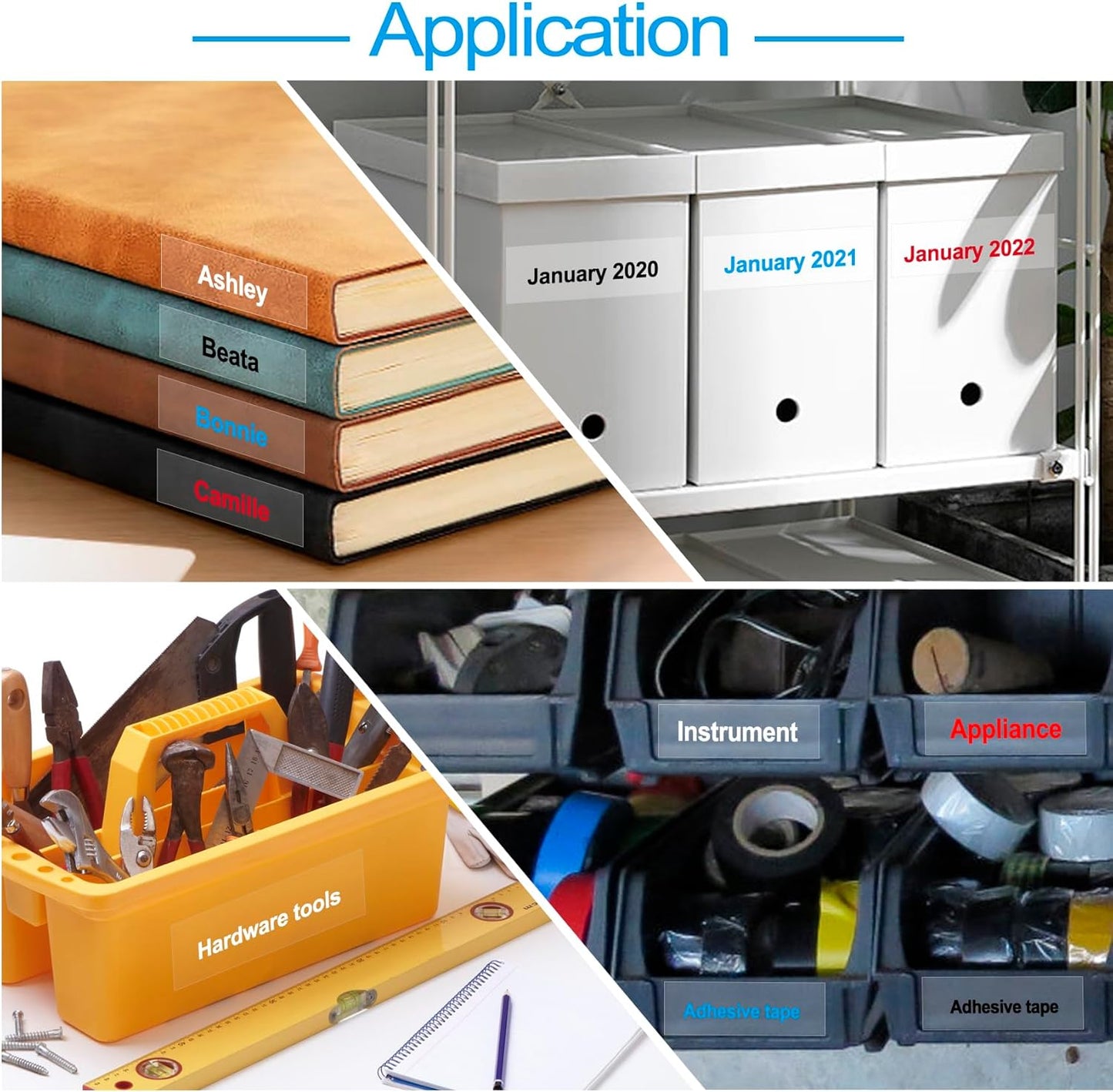 4 Pack TZ Tape 18mm Clear Replace for Brother TZe 0.13-0.7 3.5-18mm Laminated Transparent TZe-141 TZe-142 TZe-143 TZe-145 Black/Red/Blue/White on Clear for P Touch PT-1890 PT-D600 PT-D400