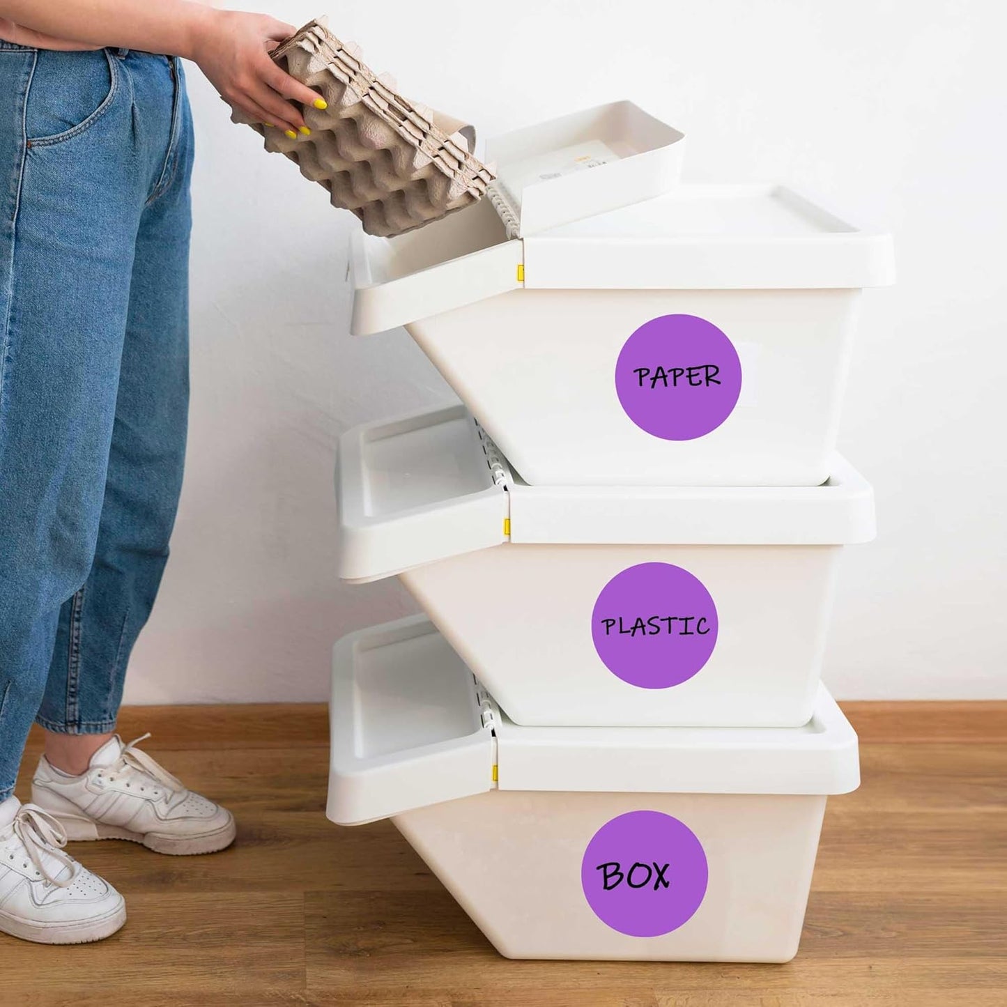 PARLAIM 3”Color Coding Labels Stickers,4Rolls/2000per Dispenser Box Round Adhesive Circle Dot Stickers for Inventory Office Home（Purple）