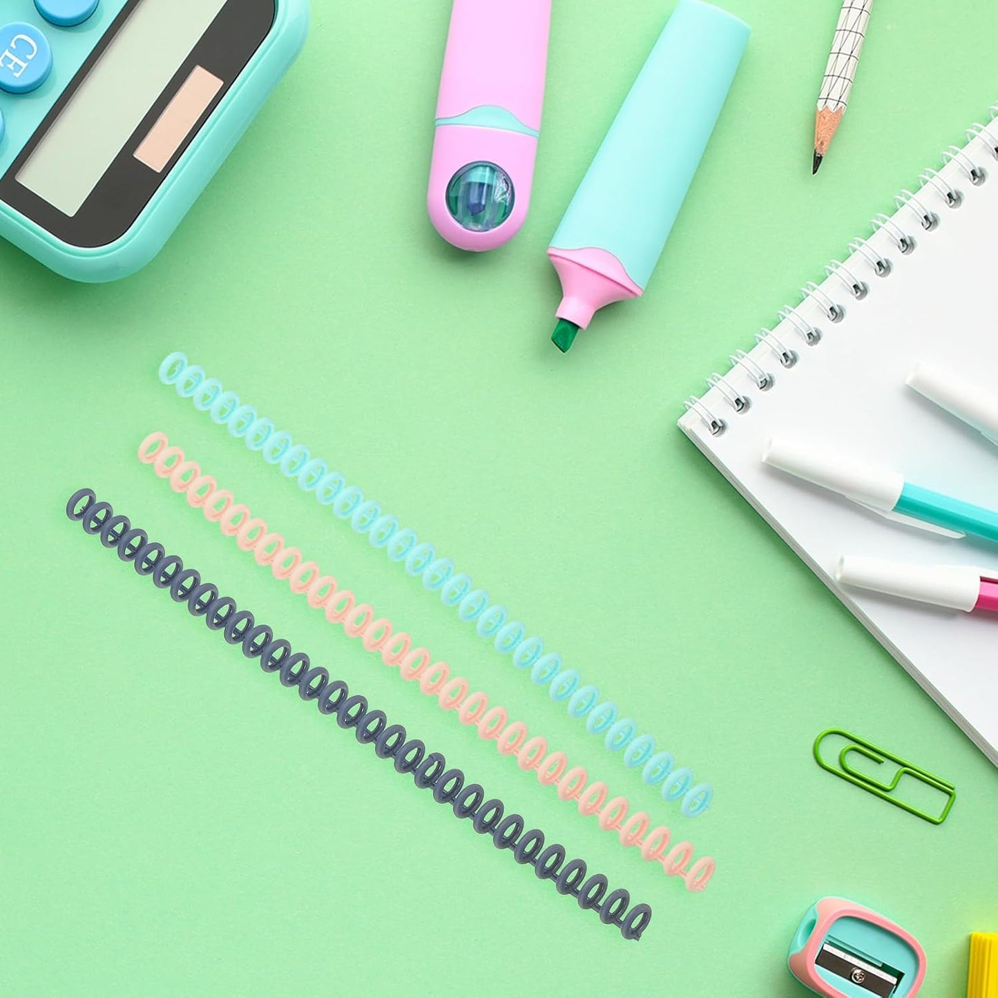 PATIKIL 8.5mm(0.3") Spiral Binder Ring,10 Pcs 30 Rings 25 Sheet Capacity Comb Binding Spines for Binding Paper Sheets Notebook Calendar Picture Album, Green