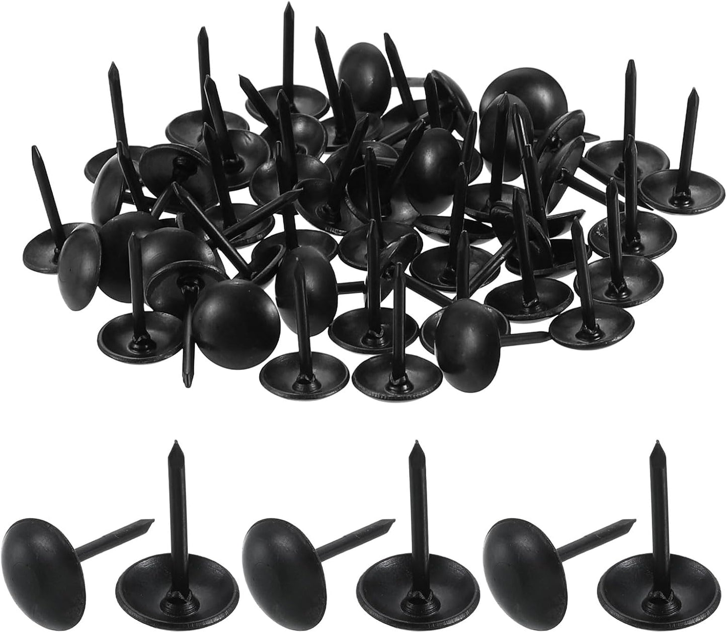 uxcell 50 Pcs Upholstery Tacks, 9 x 13mm Round Head Upholstery Nails Pins Vintage Decorative Furniture Tacks for Chairs Sofas Beds DIY Project, Black