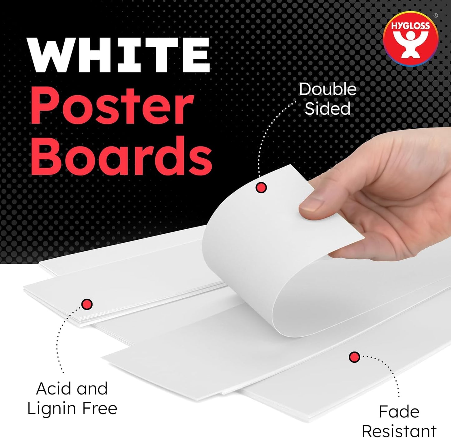Hygloss Small Poster Board 4x11 - 50 Poster Boards Bulk Pack - 10 Pt. Thickness White Poster Board Paper for Projects, Presentations, Displays, Signs, Crafts - Blank Posterboard Multipack 4" x 11"